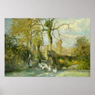 Camille Pissarro - Het gans meisje in Montfoucault Poster