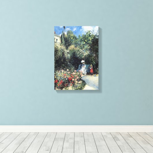 Camille Pissarro in de tuin van Les Mathurins Canvas Afdruk (Insitu (Houten vloer))