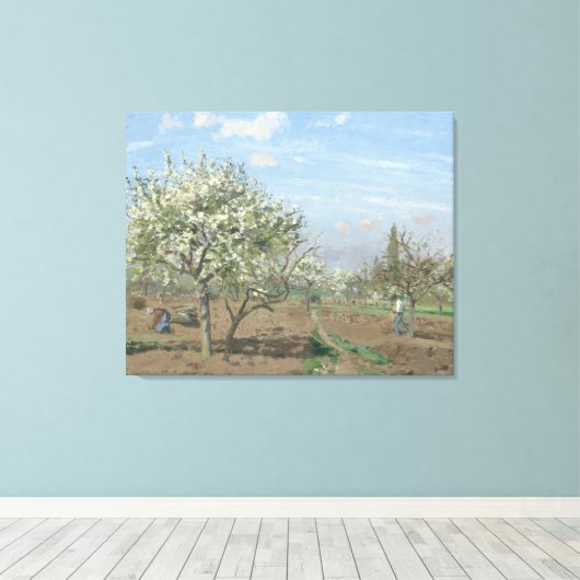 Camille Pissarro Orchard in Bloom Louveciennes Canvas Afdruk (Insitu (Houten vloer))