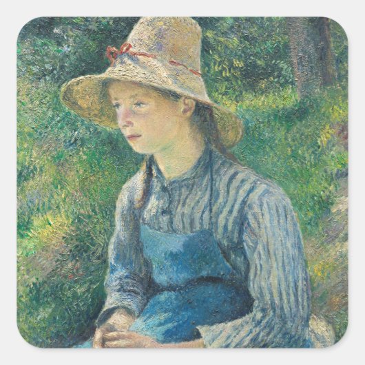Camille Pissarro | paasgiertje met een Pet van str Vierkante Sticker (Voorkant)