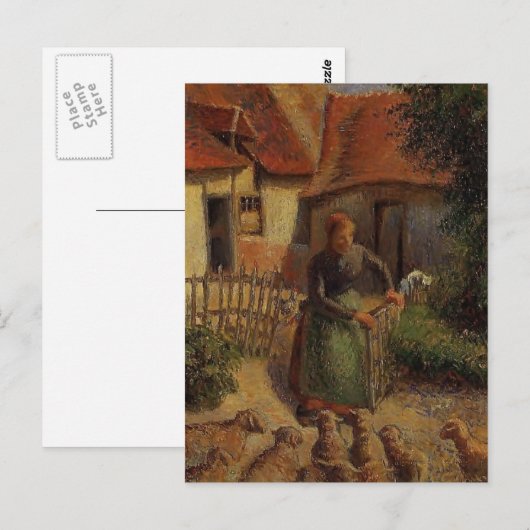 Camille Pissarro- Shepherdess Bringing in Sheep Briefkaart (Voorkant / Achterkant)