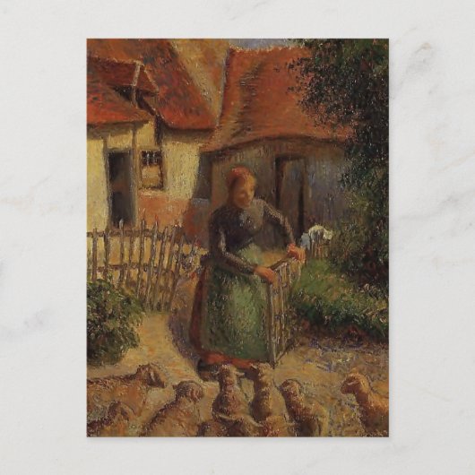Camille Pissarro- Shepherdess Bringing in Sheep Briefkaart (Voorkant)