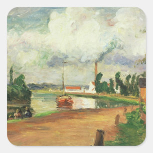 Camille Pissarro Visserijvissers aan de banken v Vierkante Sticker