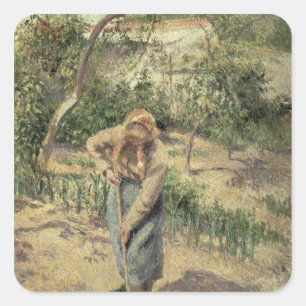 Camille Pissarro   Vrouwen in een boomgaard, 18 Vierkante Sticker