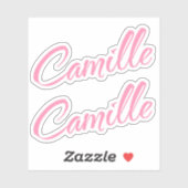 Camille roze naam decoratief x2 sticker (Vel)