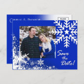 Camille Winter Snowflakes Bewaar de datum Foto Aankondigingskaart (Voorkant / Achterkant)