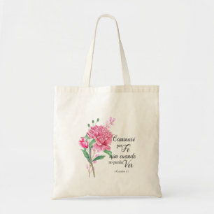 Camina por fe spaanse tweedeling tote bag