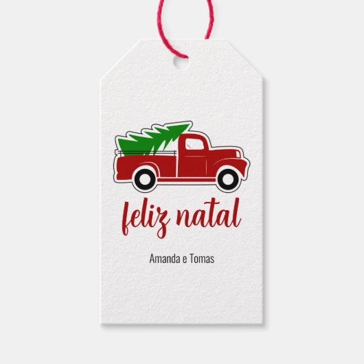 Caminhão Rústico Árvore de Natal Gift Labels Cadeaulabel (Voorkant)