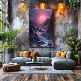 Camino de la Luna Alienígena: Paisaje Surrealista  Perfect Poster