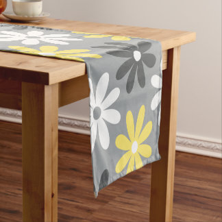 Camino de Mesa Floral gray and yellow Korte Tafelloper