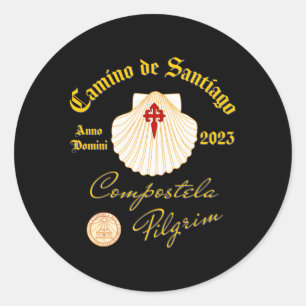 Camino De Santiago Anno Domini 2023 Scallop Shell Ronde Sticker