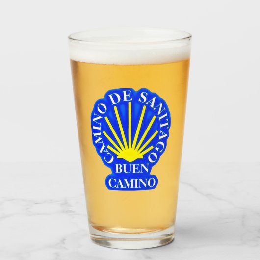 Camino de santiago buen camino Scallop Glas (Voorkant gevuld)