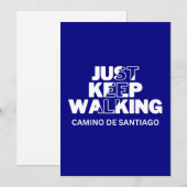 Camino de Santiago "Gewoon blijven lopen" Blauwe K Feestdagenkaart (Voorkant / Achterkant)