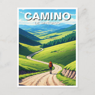 Camino de Santiago Hiker Hiking Briefkaart