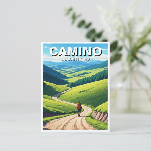 Camino de Santiago Hiker Hiking Briefkaart (Staand voorkant)