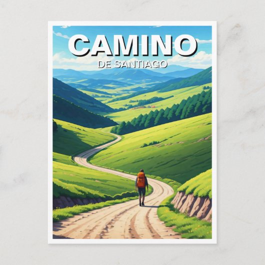 Camino de Santiago Hiker Hiking Briefkaart (Voorkant)