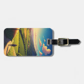 Camino de Santiago Hiker Wandeltocht Zonsondergang Bagagelabel (Voorkant horizontaal)