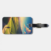 Camino de Santiago Hiker Wandeltocht Zonsondergang Bagagelabel (Achterkant horizontaal)