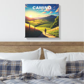 Camino de Santiago Hiker Wandeltocht Zonsondergang Canvas Afdruk (Insitu (Slaapkamer))