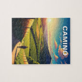 Camino de Santiago Hiker Wandeltocht Zonsondergang Legpuzzel (Horizontaal)