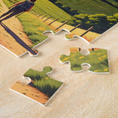 Camino de Santiago Hiker Wandeltocht Zonsondergang Legpuzzel (Zijkant)