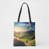 Camino de Santiago Hiker Wandeltocht Zonsondergang Tote Bag (Voorkant)