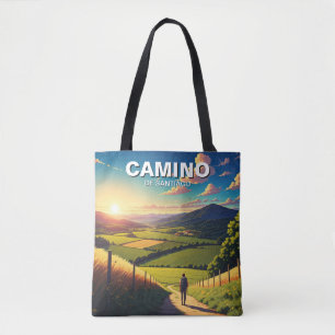 Camino de Santiago Hiker Wandeltocht Zonsondergang Tote Bag