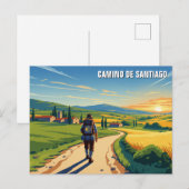 Camino de Santiago Hiker Zonsondergang Feestdagenkaart (Voorkant / Achterkant)