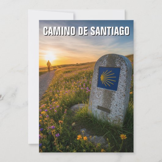 Camino de Santiago Hiker Zonsondergang Feestdagenkaart (Voorkant)