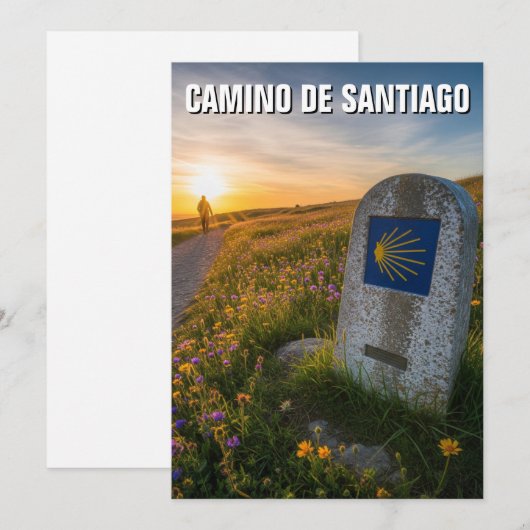 Camino de Santiago Hiker Zonsondergang Feestdagenkaart (Voorkant / Achterkant)