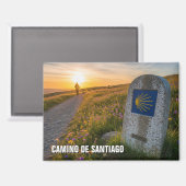 Camino de Santiago Hiker Zonsondergang Magneet (Voorkant / Achterkant)