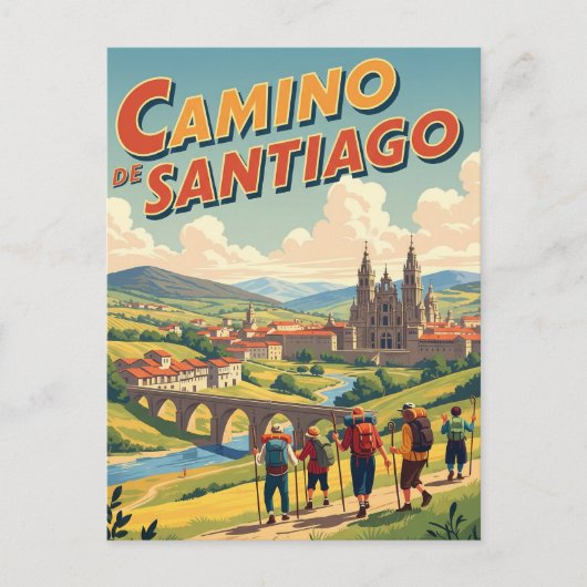 Camino de Santiago Hikers Wandelen Briefkaart (Voorkant)