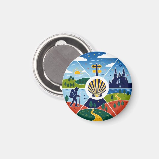 Camino de Santiago Hiking Magneet (Voorkant / Achterkant)