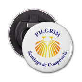 Camino de Santiago pelgrim Button Flesopener (Voorkant)