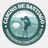 Camino de Santiago Ronde Sticker (Voorkant)