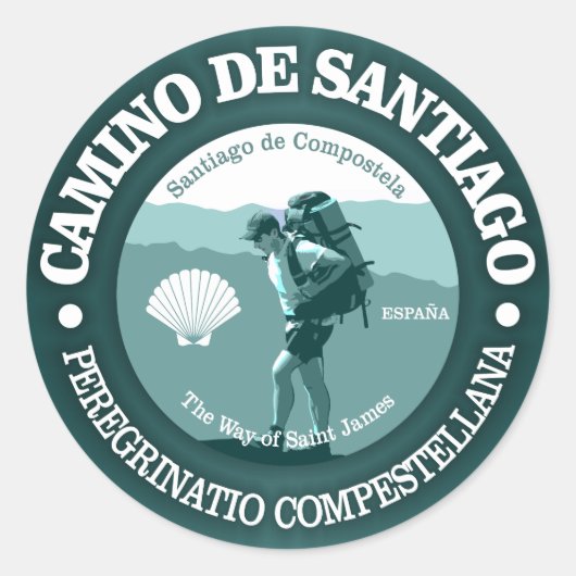 Camino de Santiago Ronde Sticker (Voorkant)