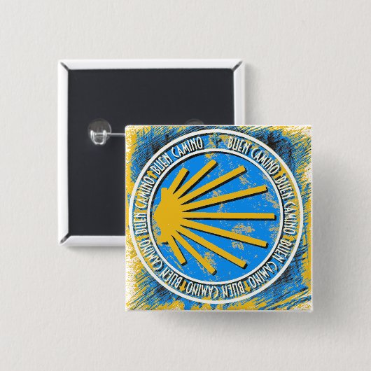 Camino de Santiago Vierkante Button 5,1 Cm (Voorkant /achterkant)