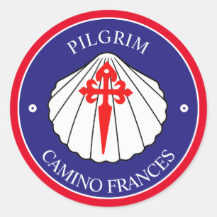Camino Frances St James kruisschelp Ronde Sticker