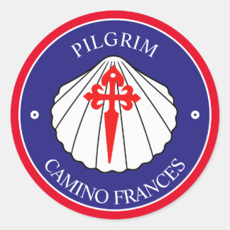 Camino Frances St James kruisschelp Ronde Sticker