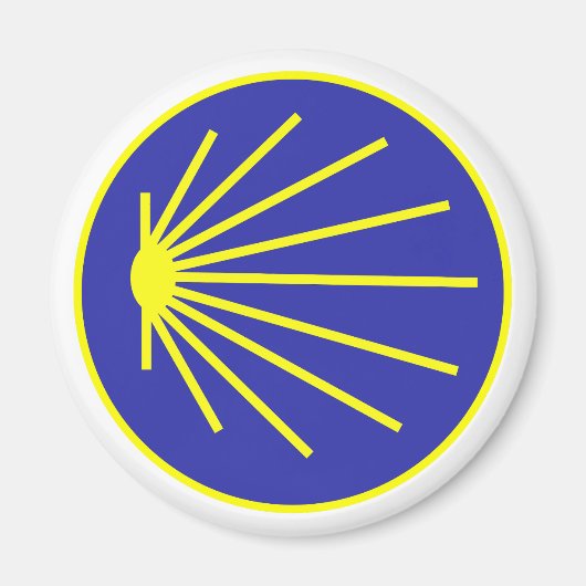 Camino Pilgrim St. James Scallop Yellow Blue Magneet (Voorkant)