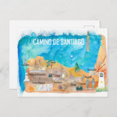 Camino Santiago St Jacques James Travel Map Briefkaart (Voorkant / Achterkant)