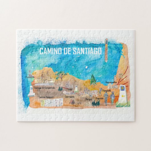Camino Santiago St Jacques James Travel Poster Legpuzzel (Horizontaal)