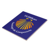 Camino scallop shell afstandsmarkering tegeltje (Zijkant)