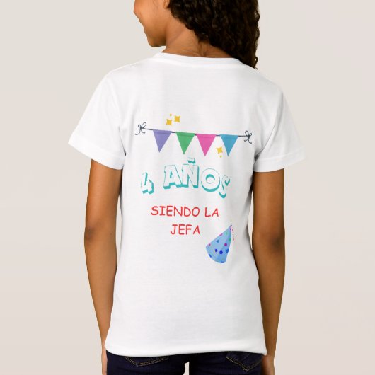 Camisa básica para niña cumpleaños 4 años t-shirt (Achterkant)
