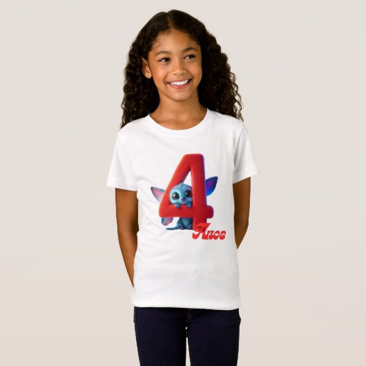 Camisa básica para niña cumpleaños 4 años t-shirt (Voorkant volledig)