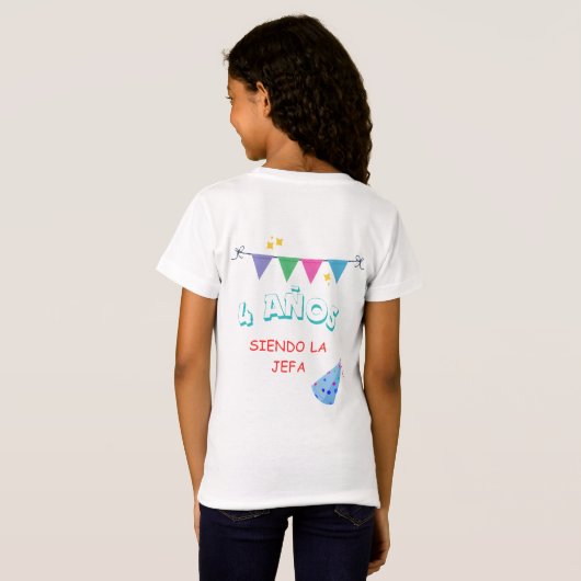 Camisa básica para niña cumpleaños 4 años t-shirt (Achterkant volledig)