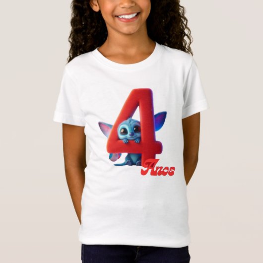 Camisa básica para niña cumpleaños 4 años t-shirt (Voorkant)