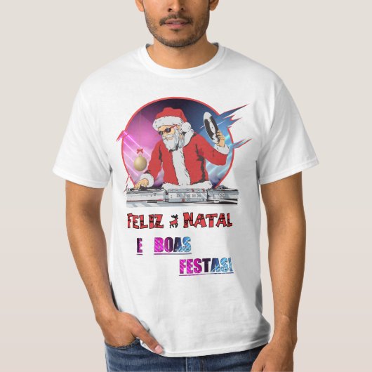 Camisa branca Papai Noel DJ T-shirt (Voorkant)