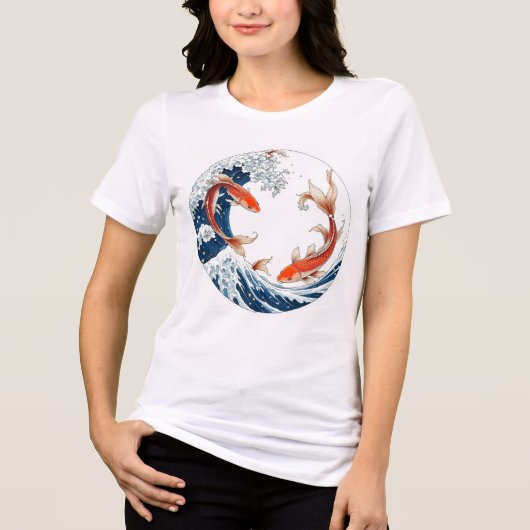 camisa feminia branca com peixes japoneses Tri-Blend shirt (Voorkant)