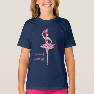 Camiseta Bailarina ballet con abanico rosa T-shirt